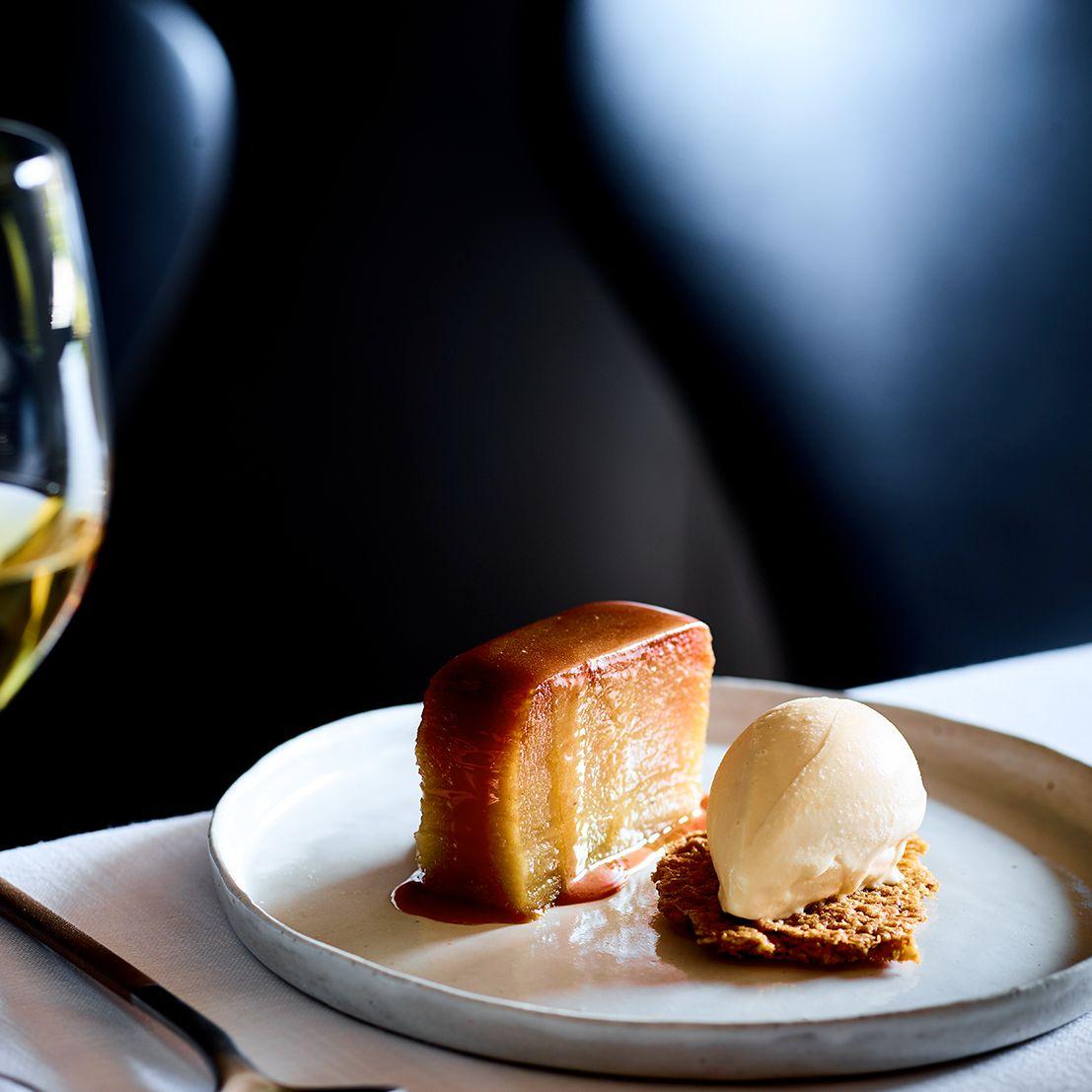 Andrew McConnellʼs Apple Terrine with Burnt Butter IceCream, Oat Crumb